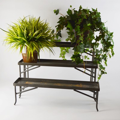 Metal Plant Stands and Faux Plants