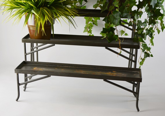 Metal Plant Stands and Faux Plants