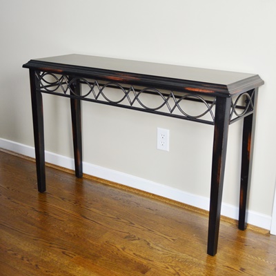 Distressed Black Wood Console Table