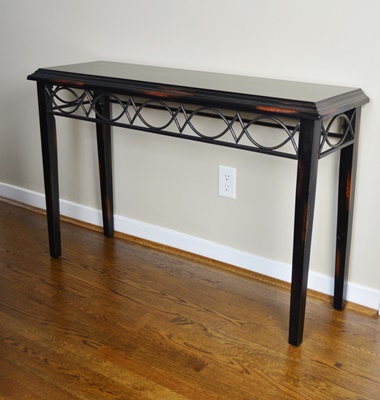 Distressed Black Wood Console Table