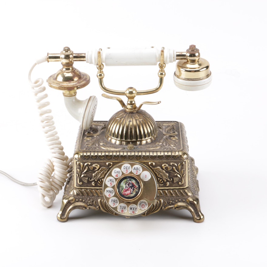 Brass Tone Rotary Telephone