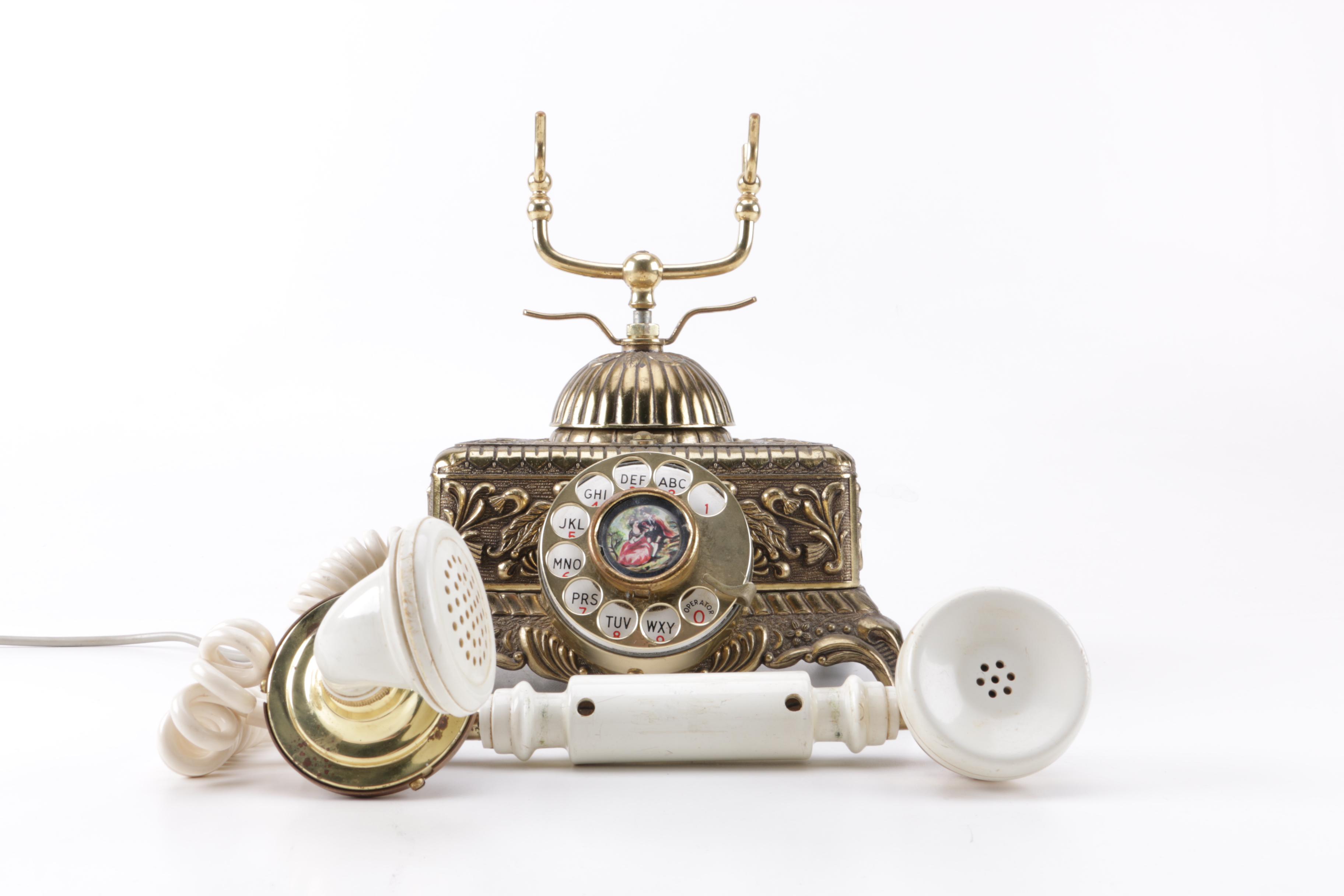 Brass Tone Rotary Telephone