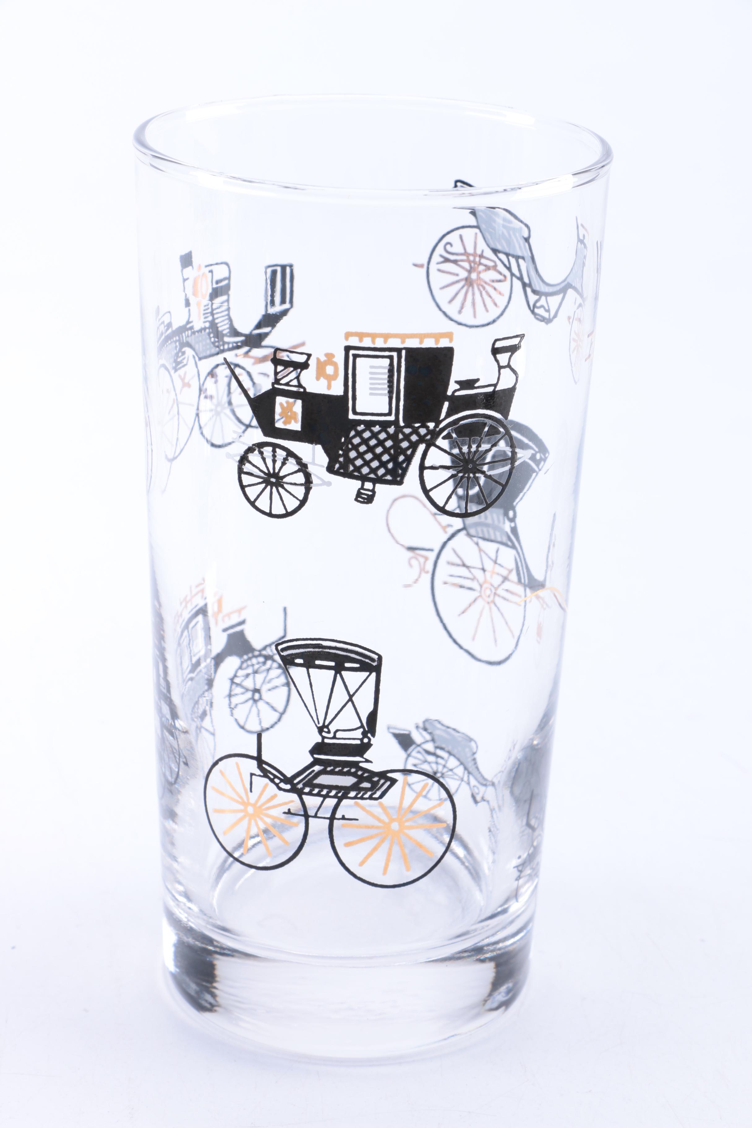 Vintage Barware with a Buggy and Car Motif