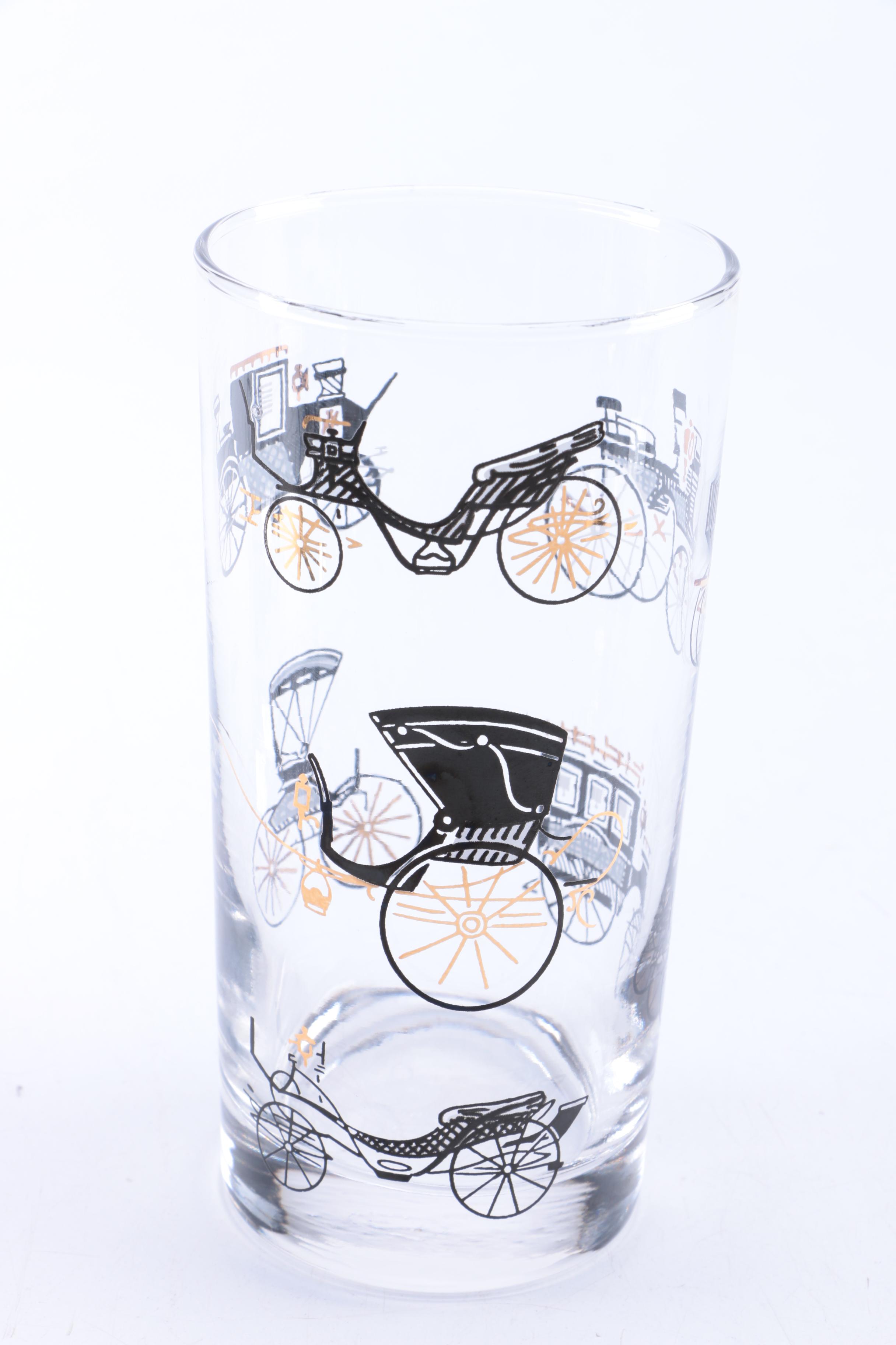 Vintage Barware with a Buggy and Car Motif