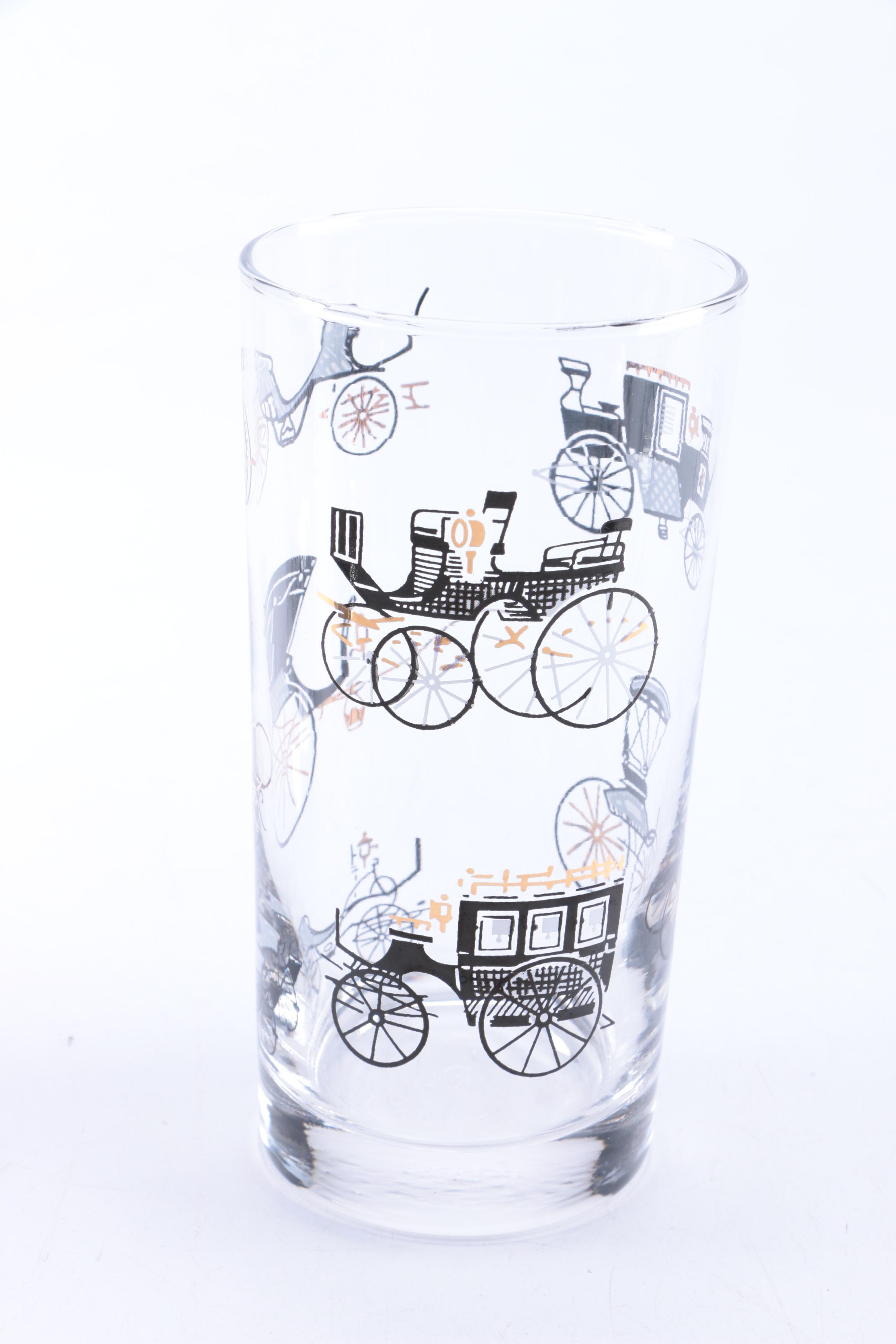 Vintage Barware with a Buggy and Car Motif