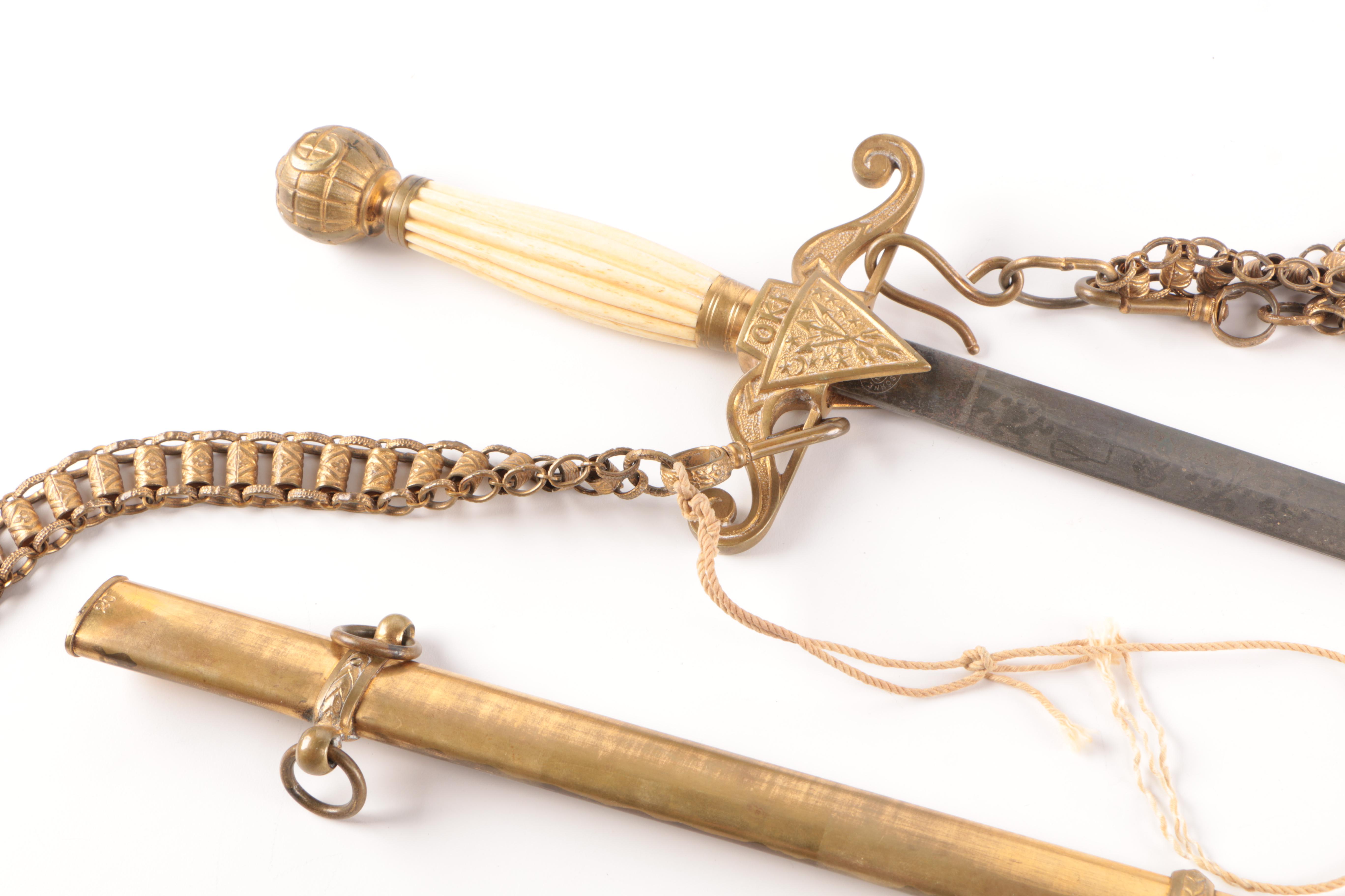 Vintage OKF "Knights of Friendship" Pattern Solingen Sword