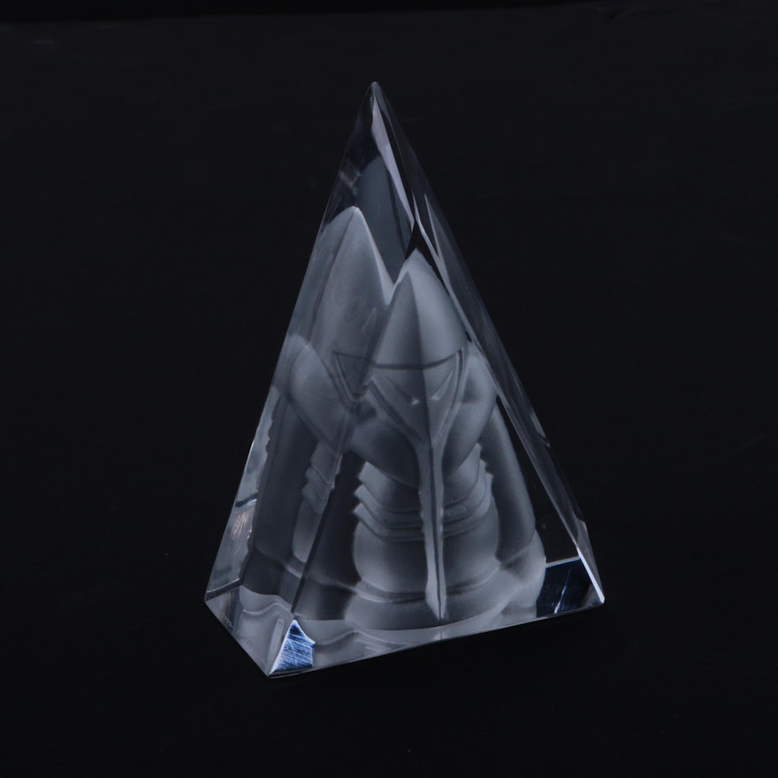 Daum France Crystal Triangle Figurine
