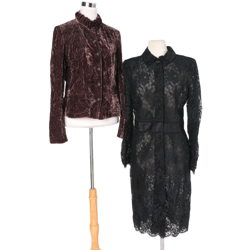 Women's Lace Dress and Velvet Jacket