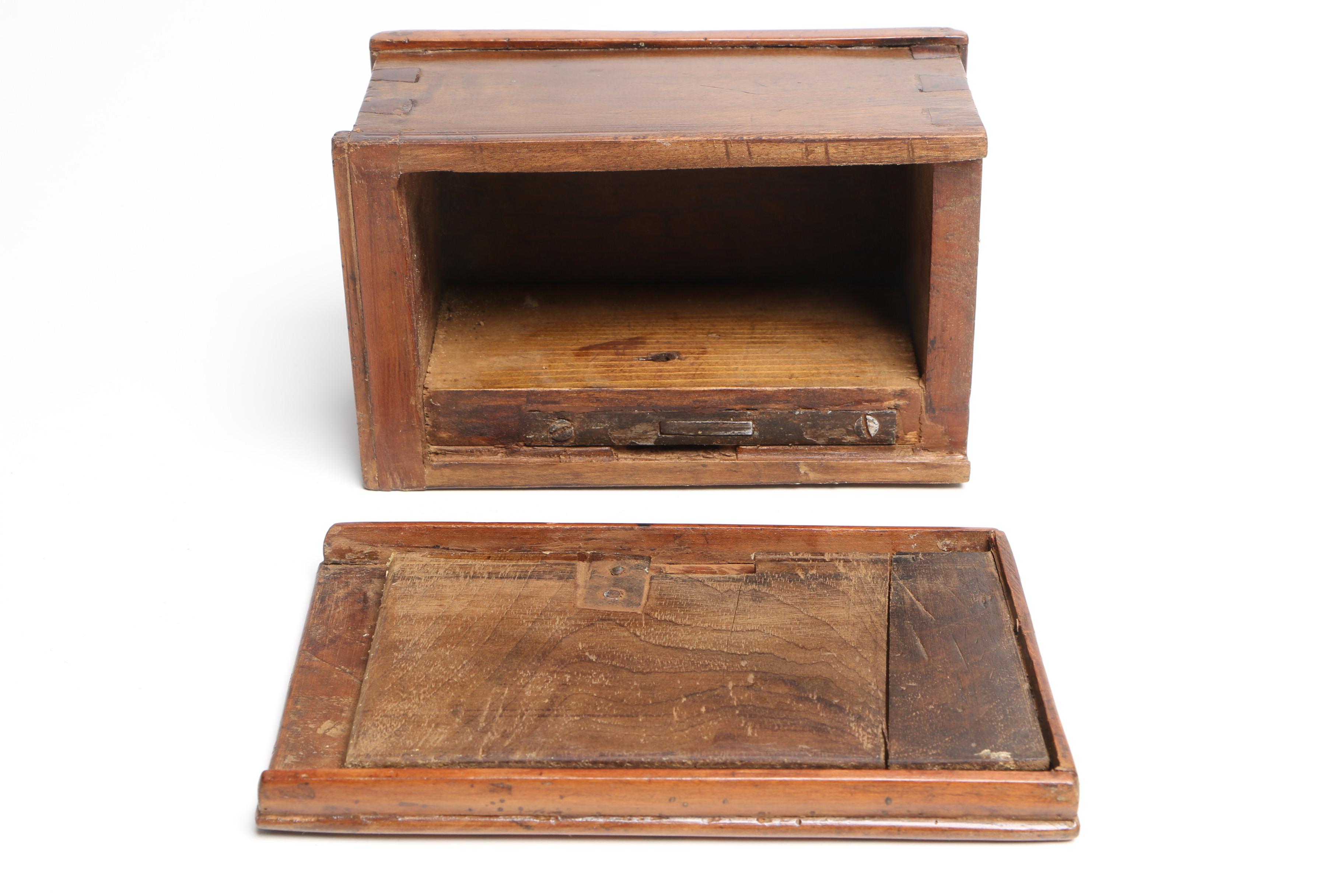 Vintage Wooden Lock Box with Key