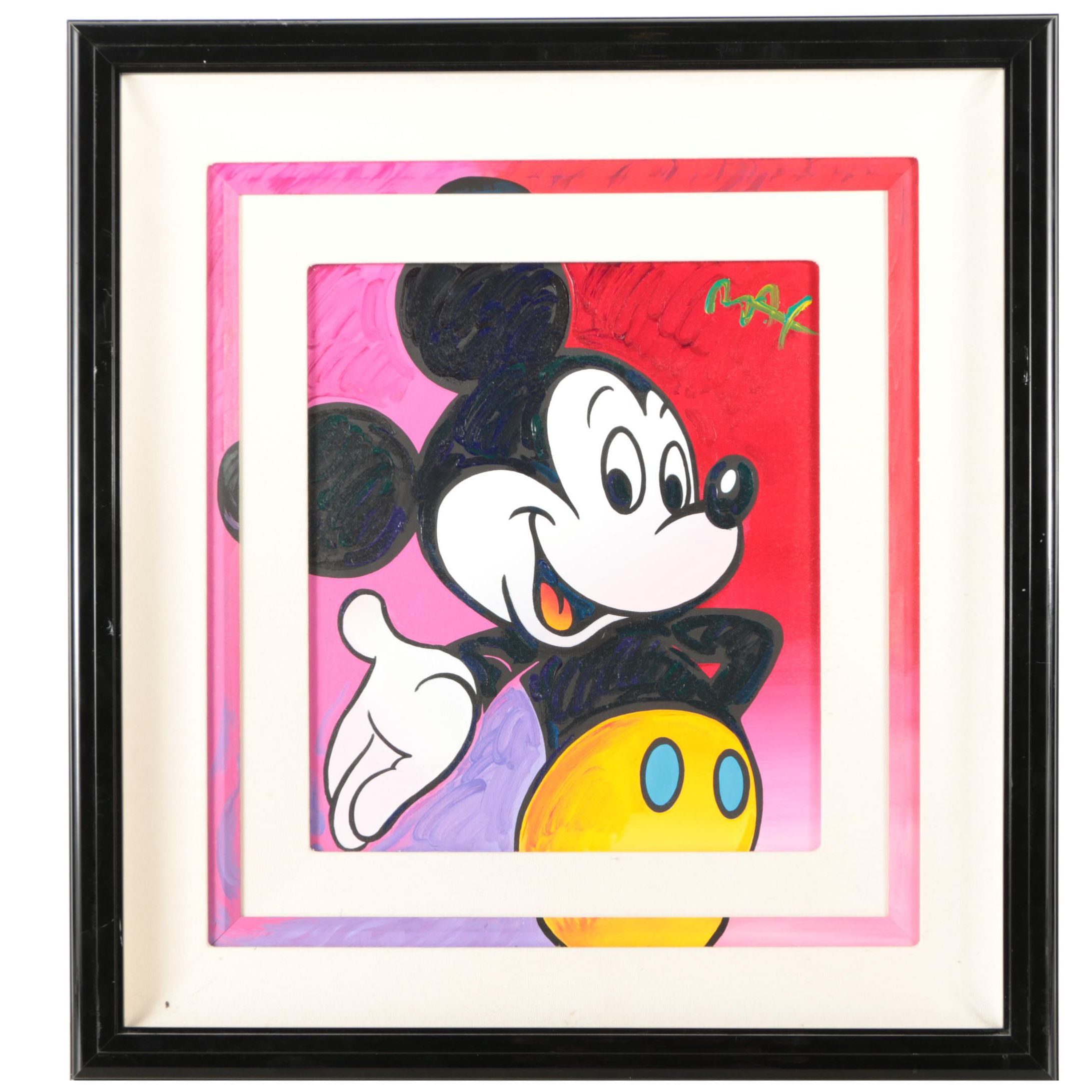 Peter Max Hand-Embellished Lithographic Print of Mickey Mouse