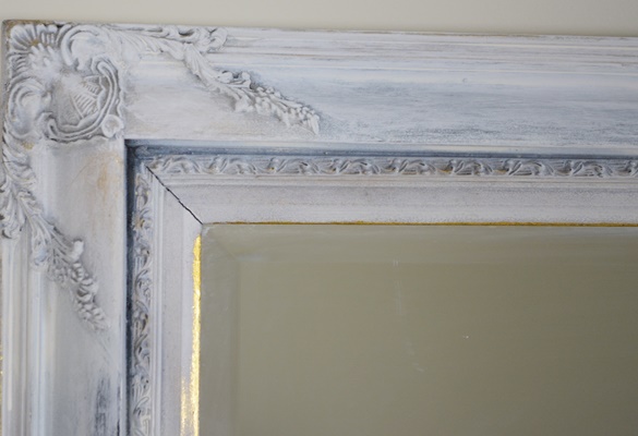 Gray Painted Rectangular Beveled Wall Mirror