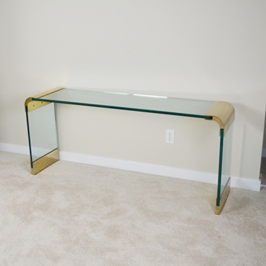 Modern Brass and Glass Console Table