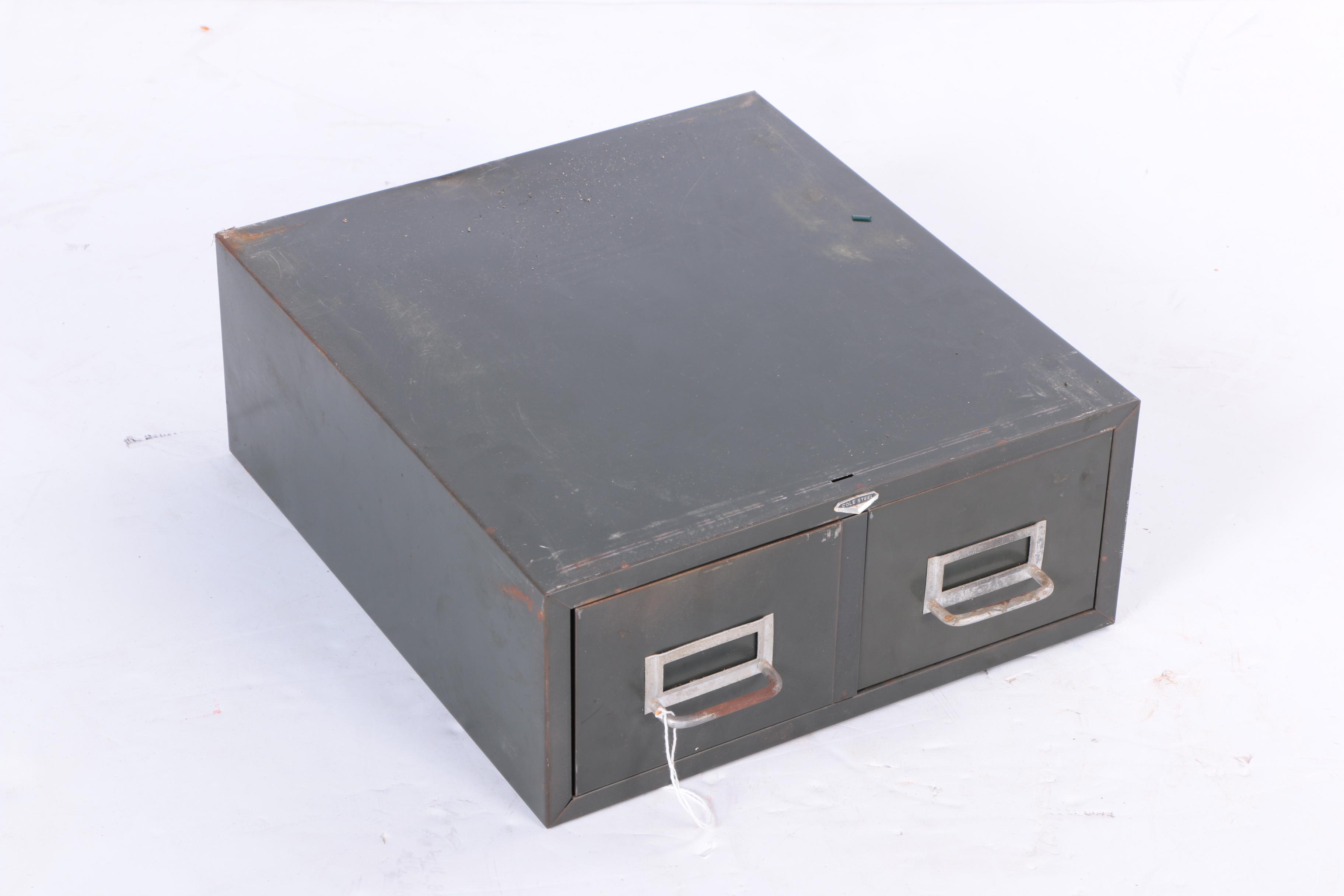 Three Vintage Metal Index Card File Drawers
