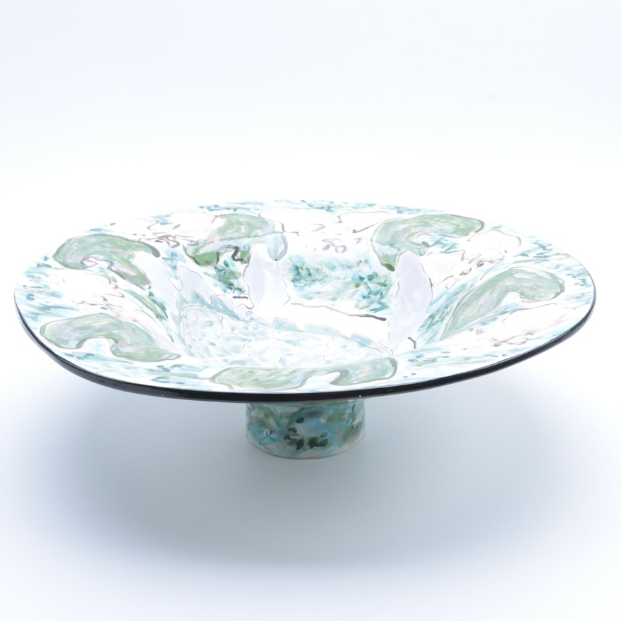 Hand Thrown Hand-Painted Porcelain Centerpiece Bowl