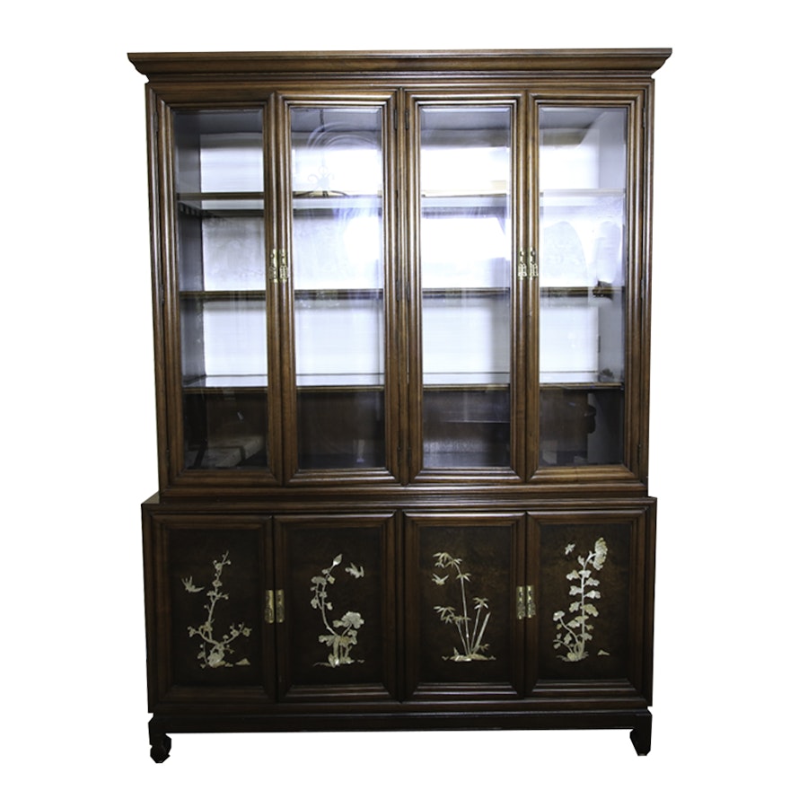 Chinese Inspired Mother-of-Pearl Inlaid and Veneered Display Cabinet