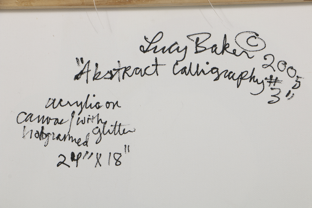 Lucy Baker Acrylic Painting on Canvas "Abstract Calligraphy #3"