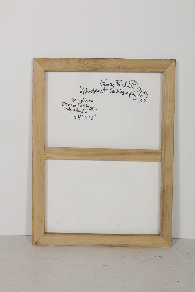 Lucy Baker Acrylic Painting on Canvas "Abstract Calligraphy #3"