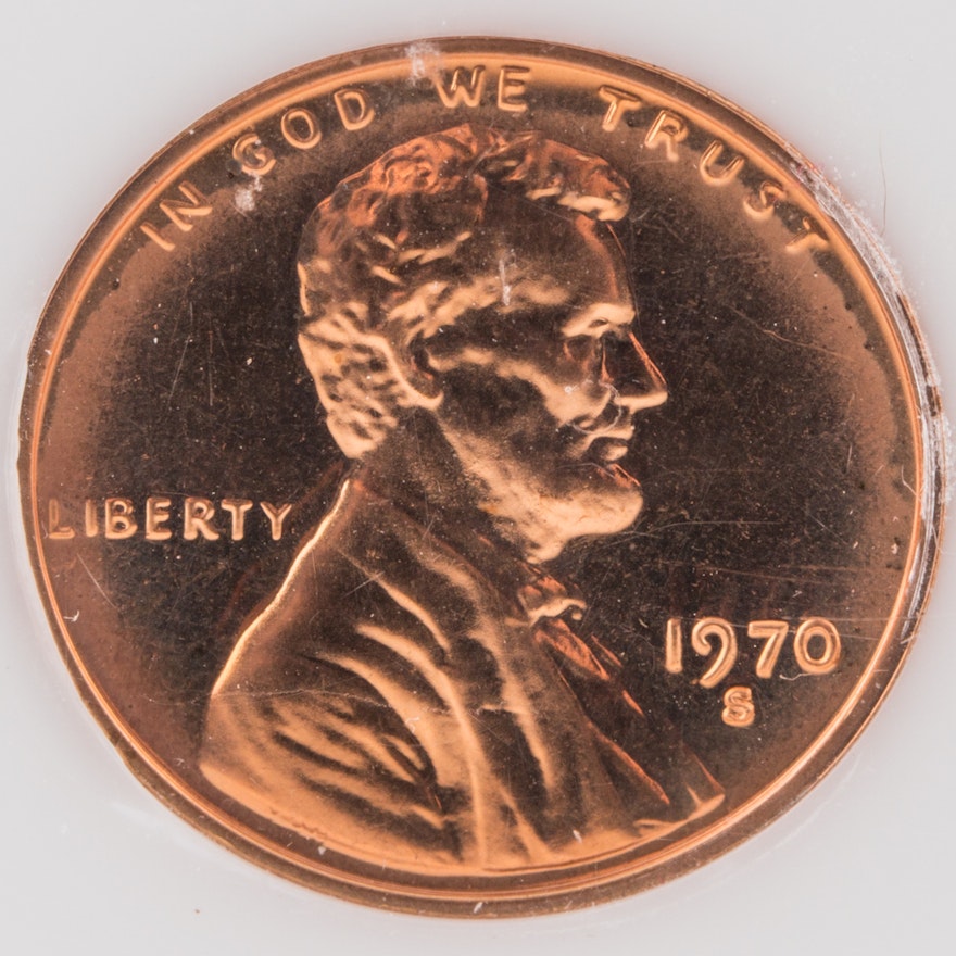 1970 S Large Date Variety Lincoln Memorial Cent Proof Coin