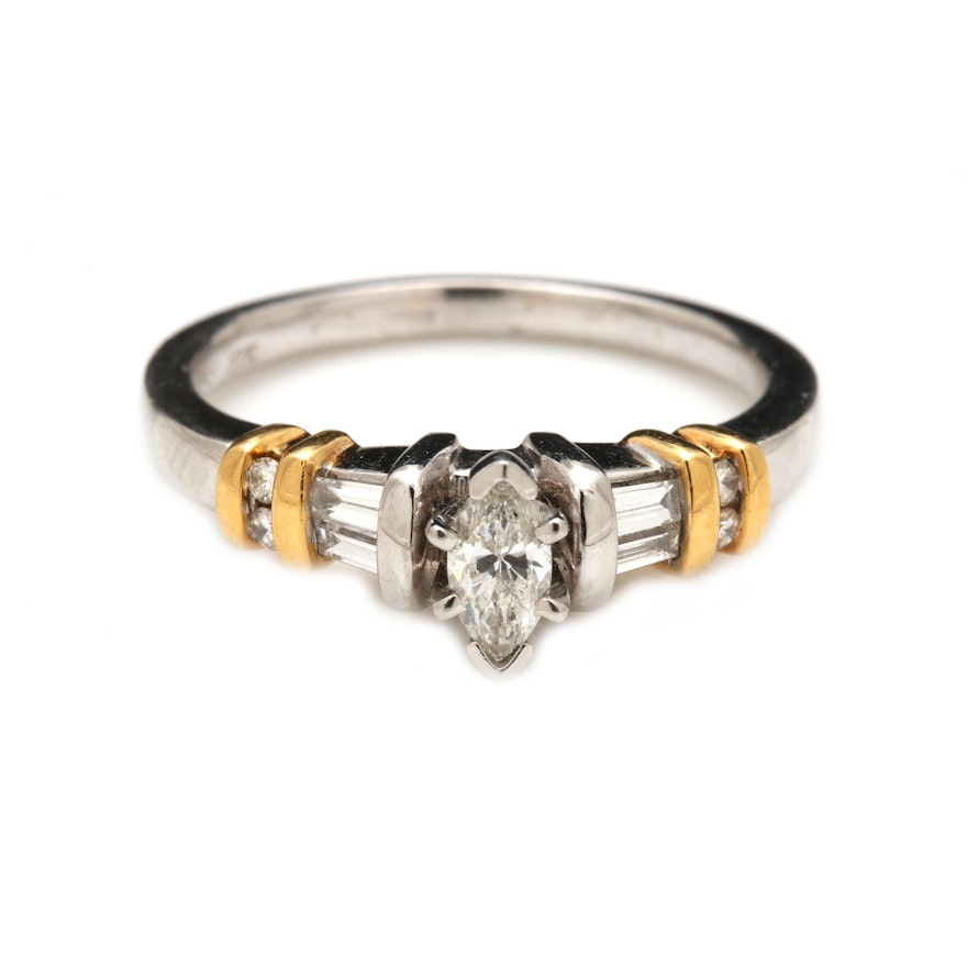 Platinum and 18K Yellow Gold Diamond Ring