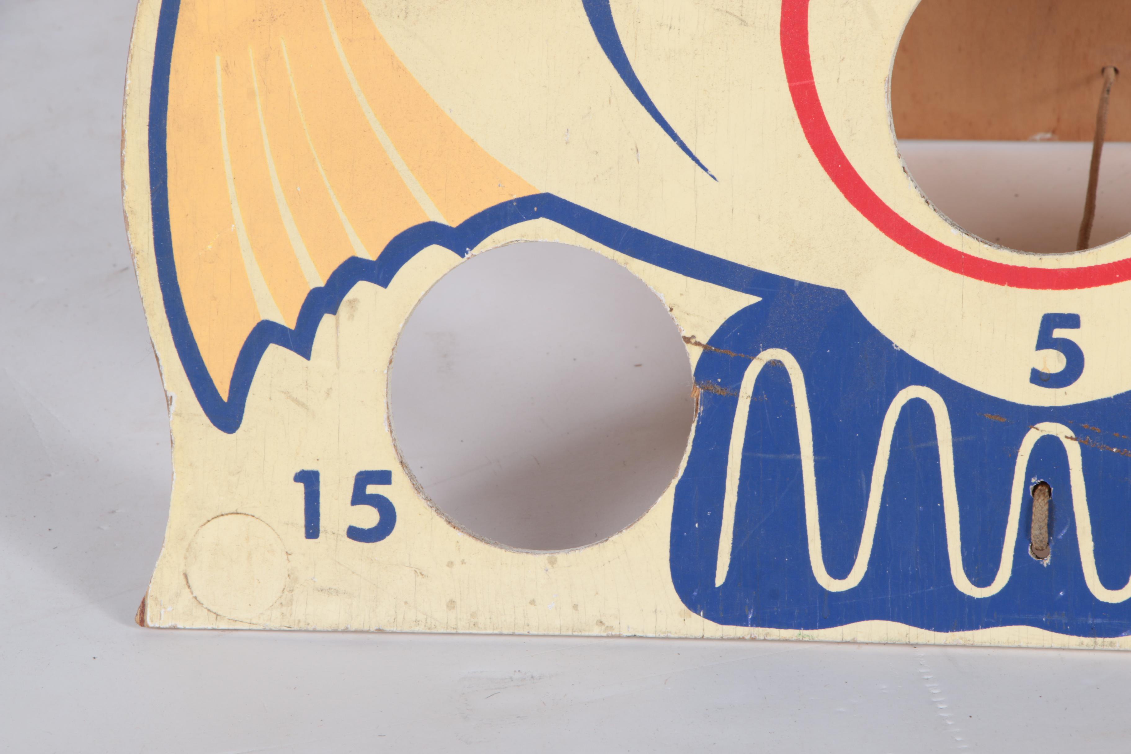 Wooden Clown Face Ball Toss Game  Board