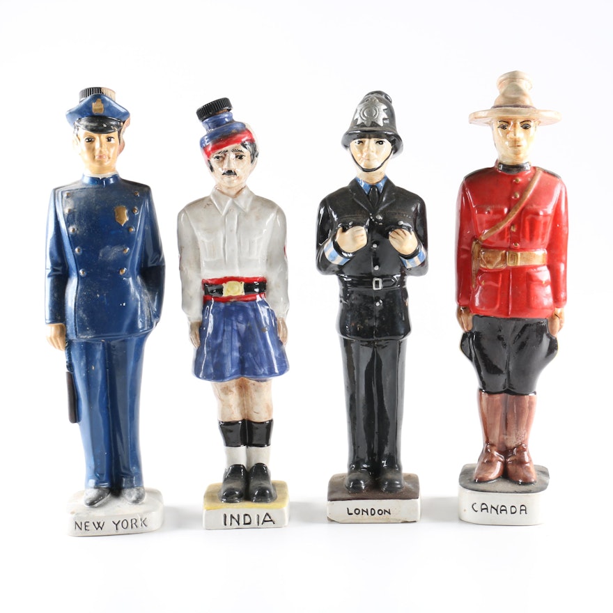 Four Vintage International Police Officer Decanters
