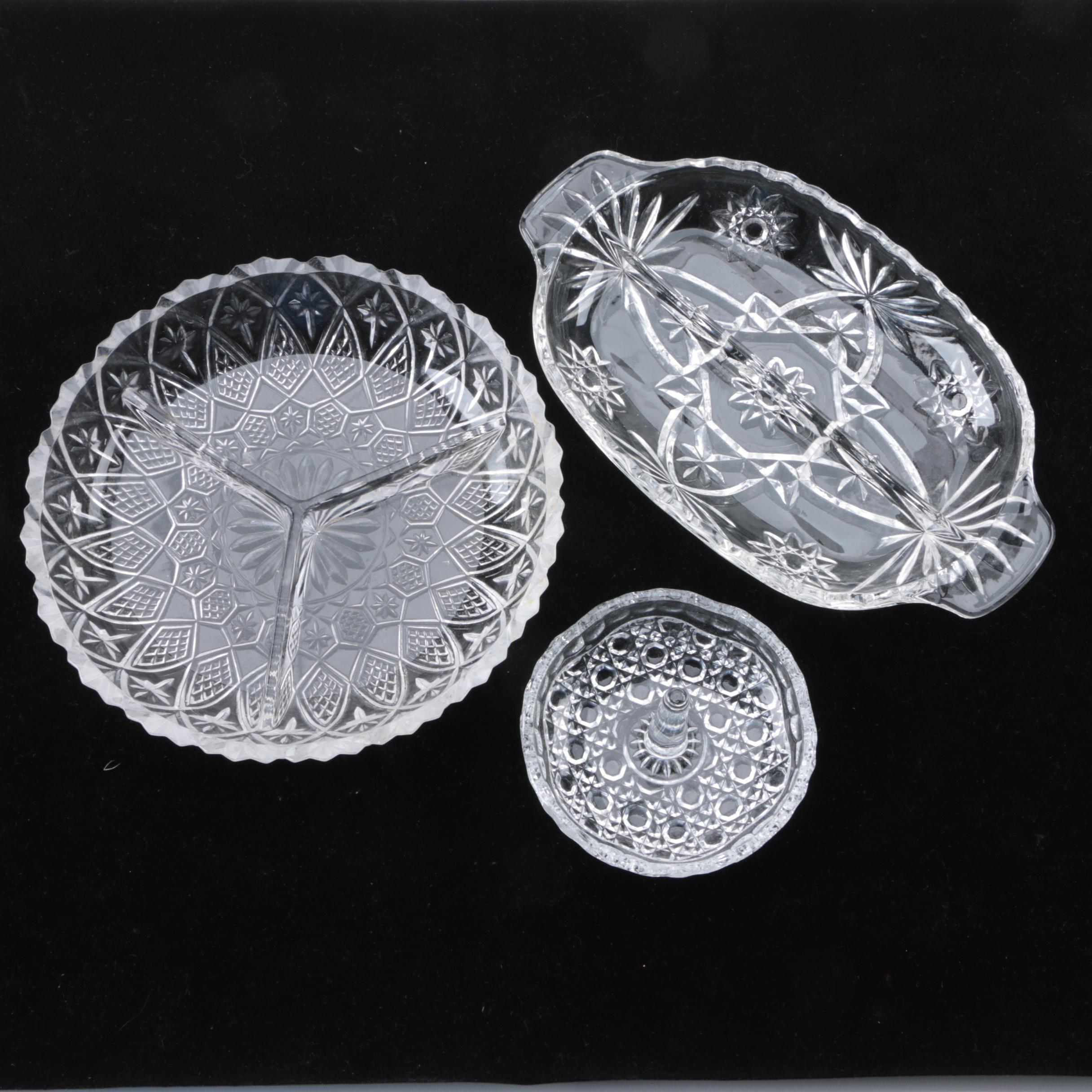 Vintage Pressed Glass Serveware and Ring Holder