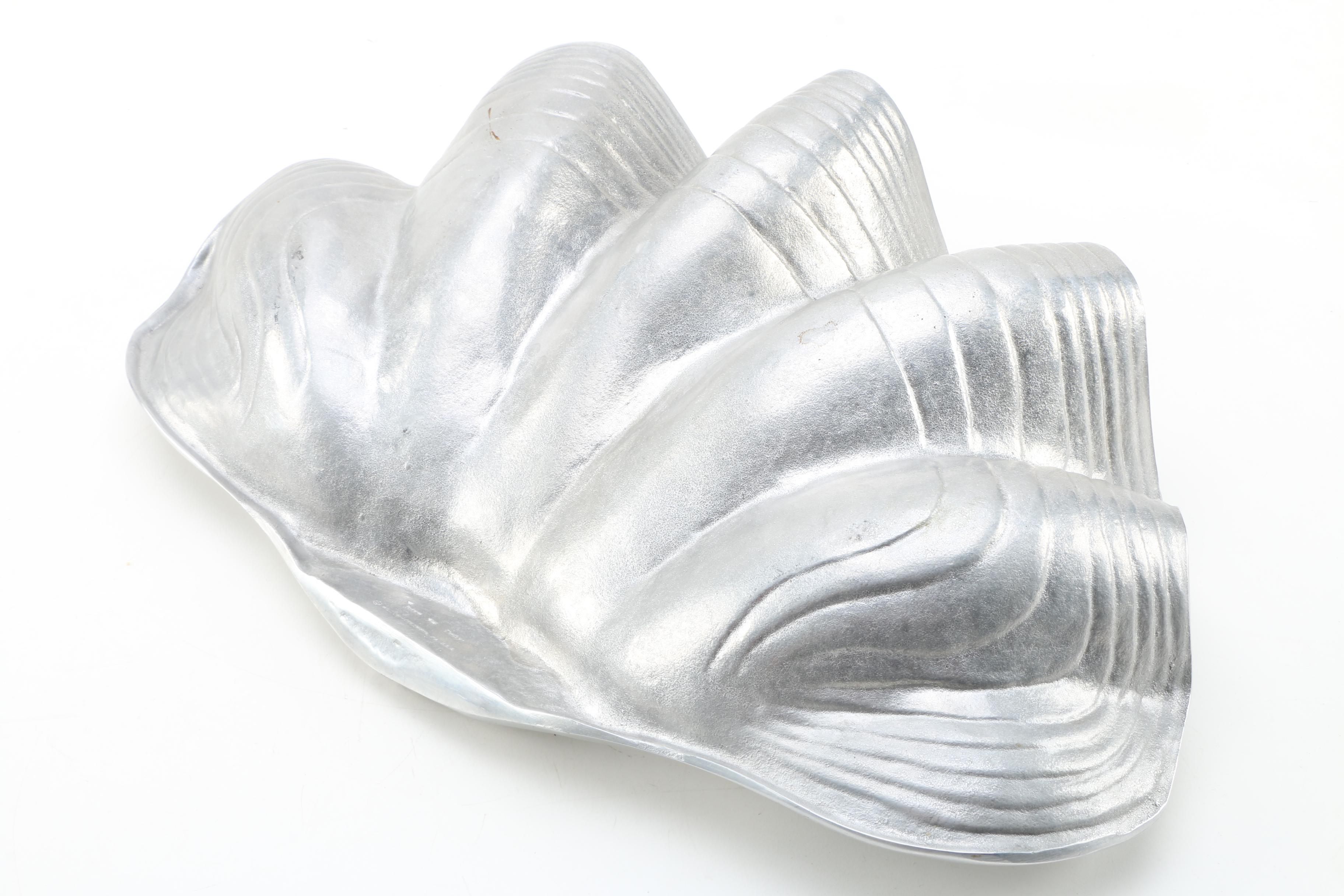 Wilton Armetale Shell Dish and Other Silver Tone Trays