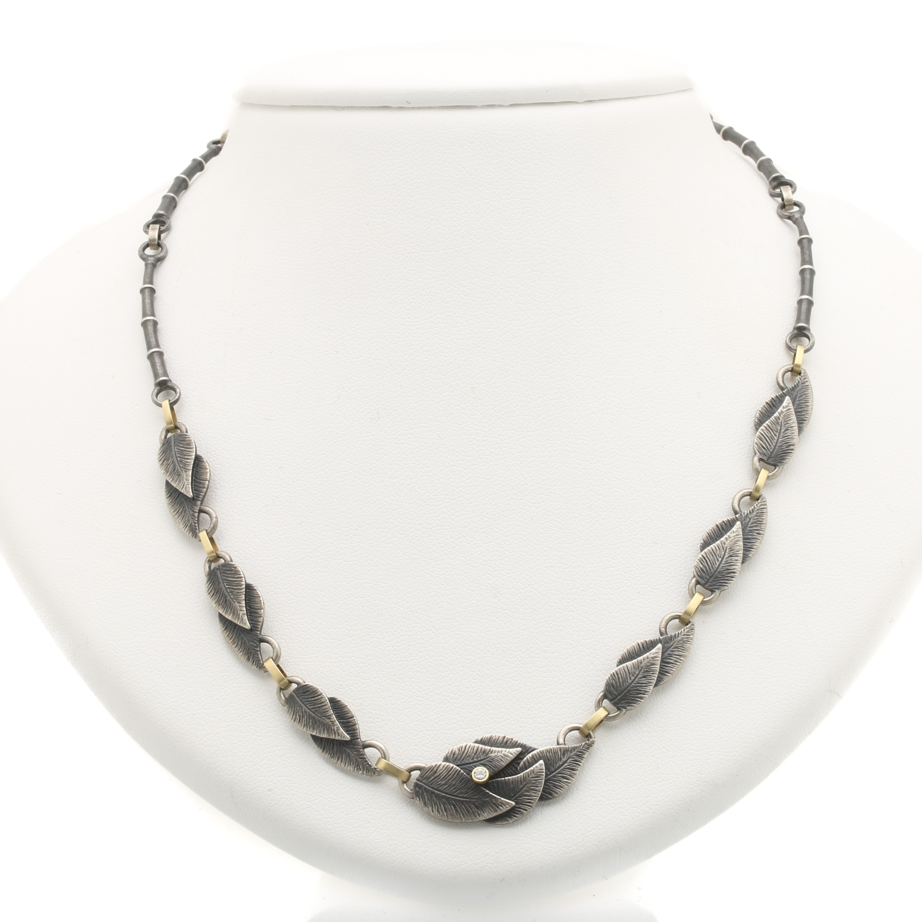 Sterling Silver and 18K Yellow Gold Diamond Necklace