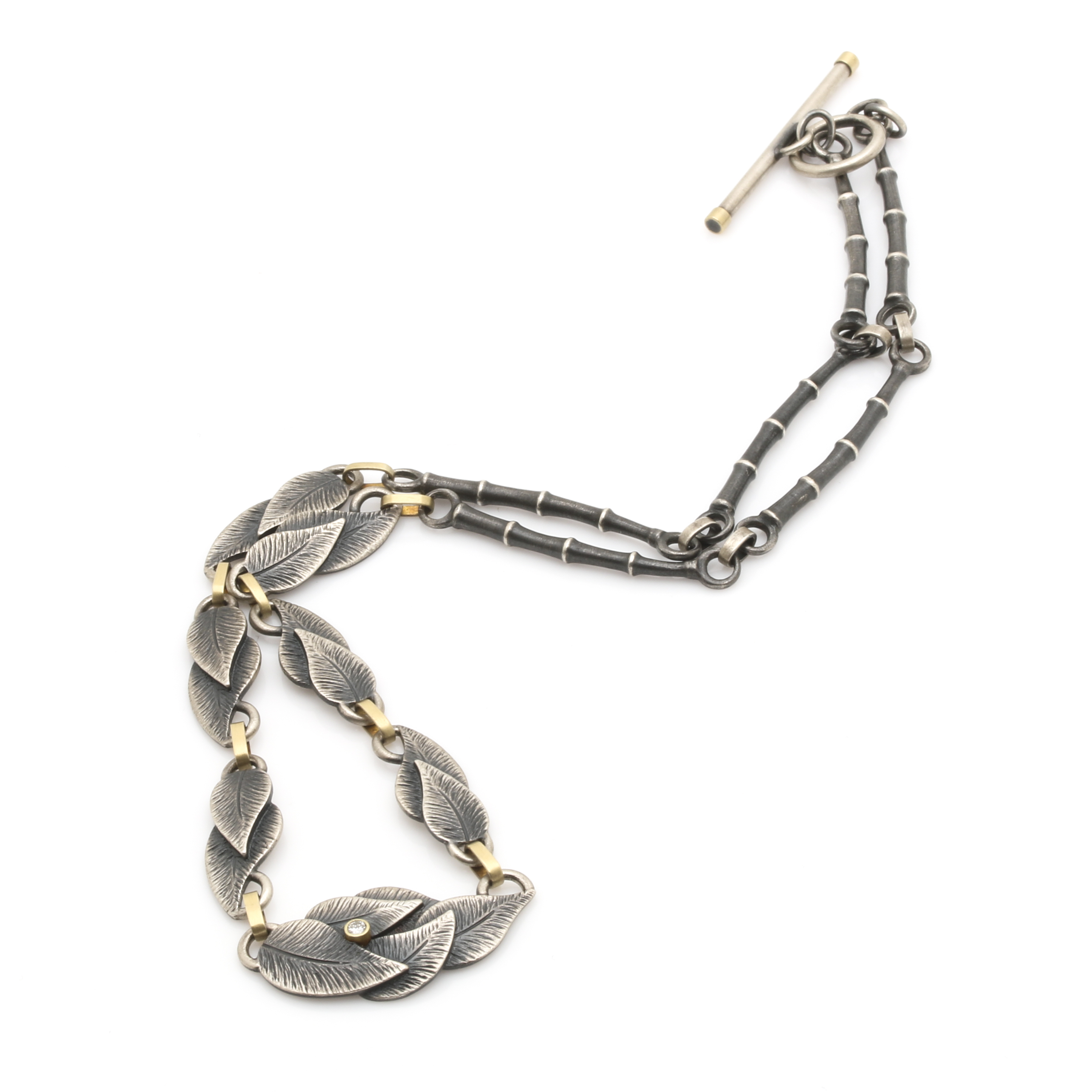 Sterling Silver and 18K Yellow Gold Diamond Necklace