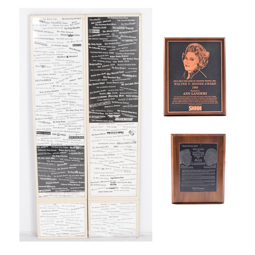 Newspaper Panels and Commemorative Plaques from the Estate of Ann Landers