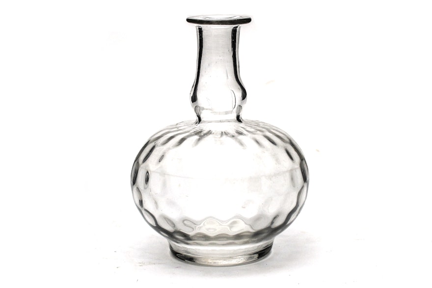 Hand-Blown Clear Glass Thumbprint Vase