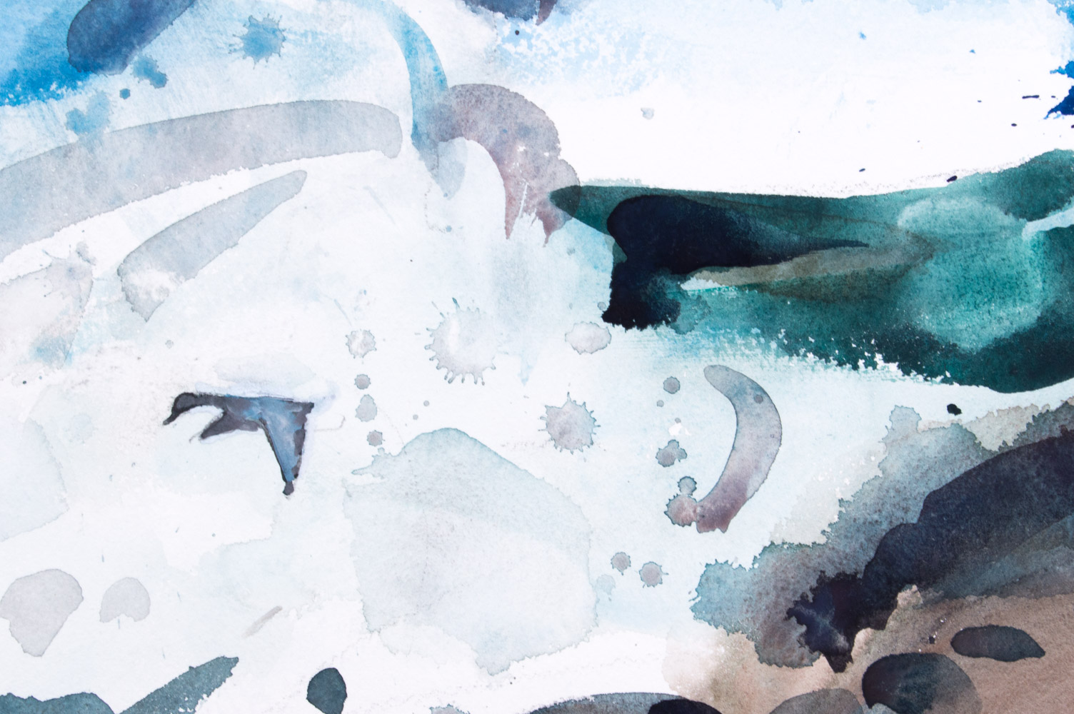 Jack Meanwell Watercolor Painting on Paper Seaside with Sailboat and Seagulls