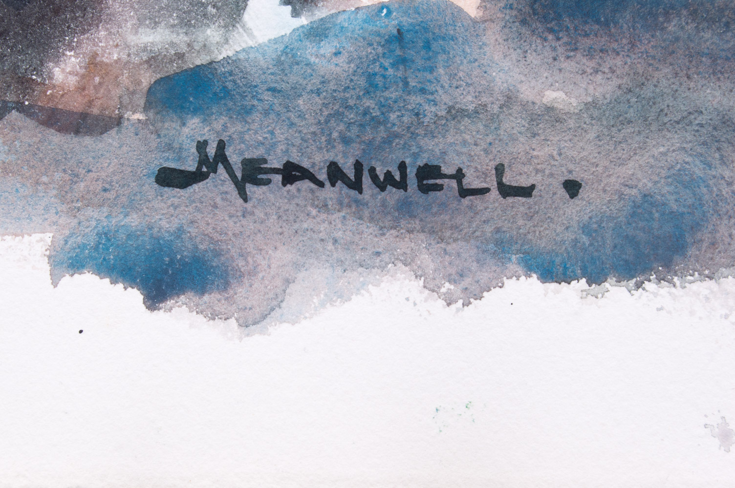 Jack Meanwell Watercolor Painting on Paper Seaside with Sailboat and Seagulls