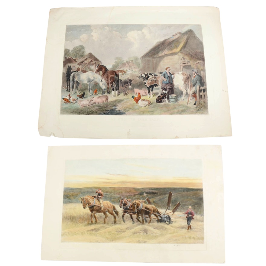 Pair of Hand-Colored Etching of Agricultural Scenes