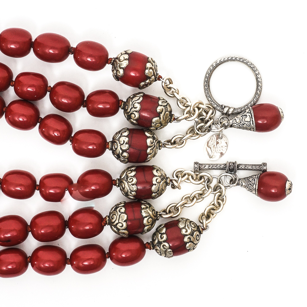 Sterling Silver Red Copal Pendant Necklace