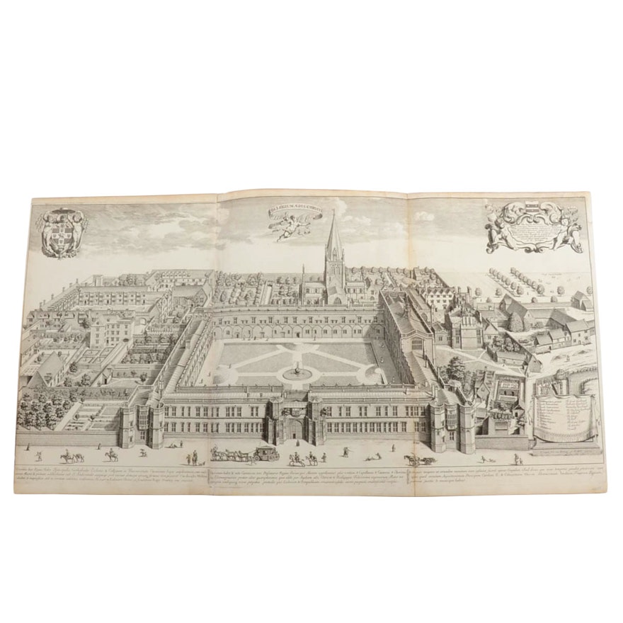 Antique Map of Christ College Oxford