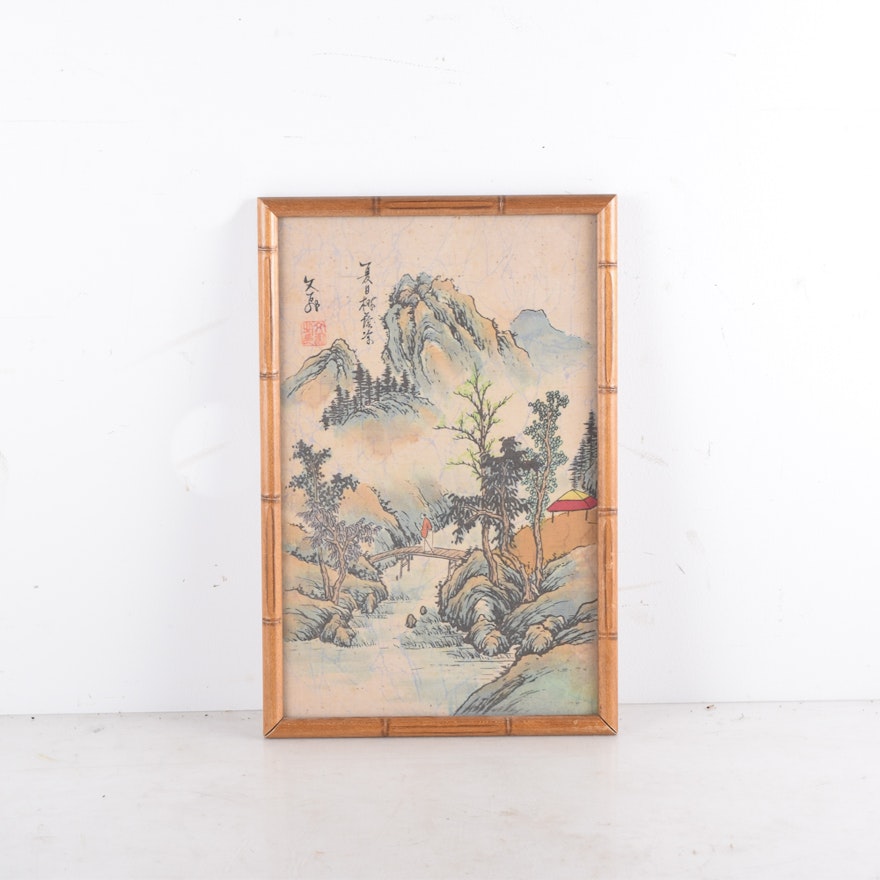 Framed Chinese Woodblock Print