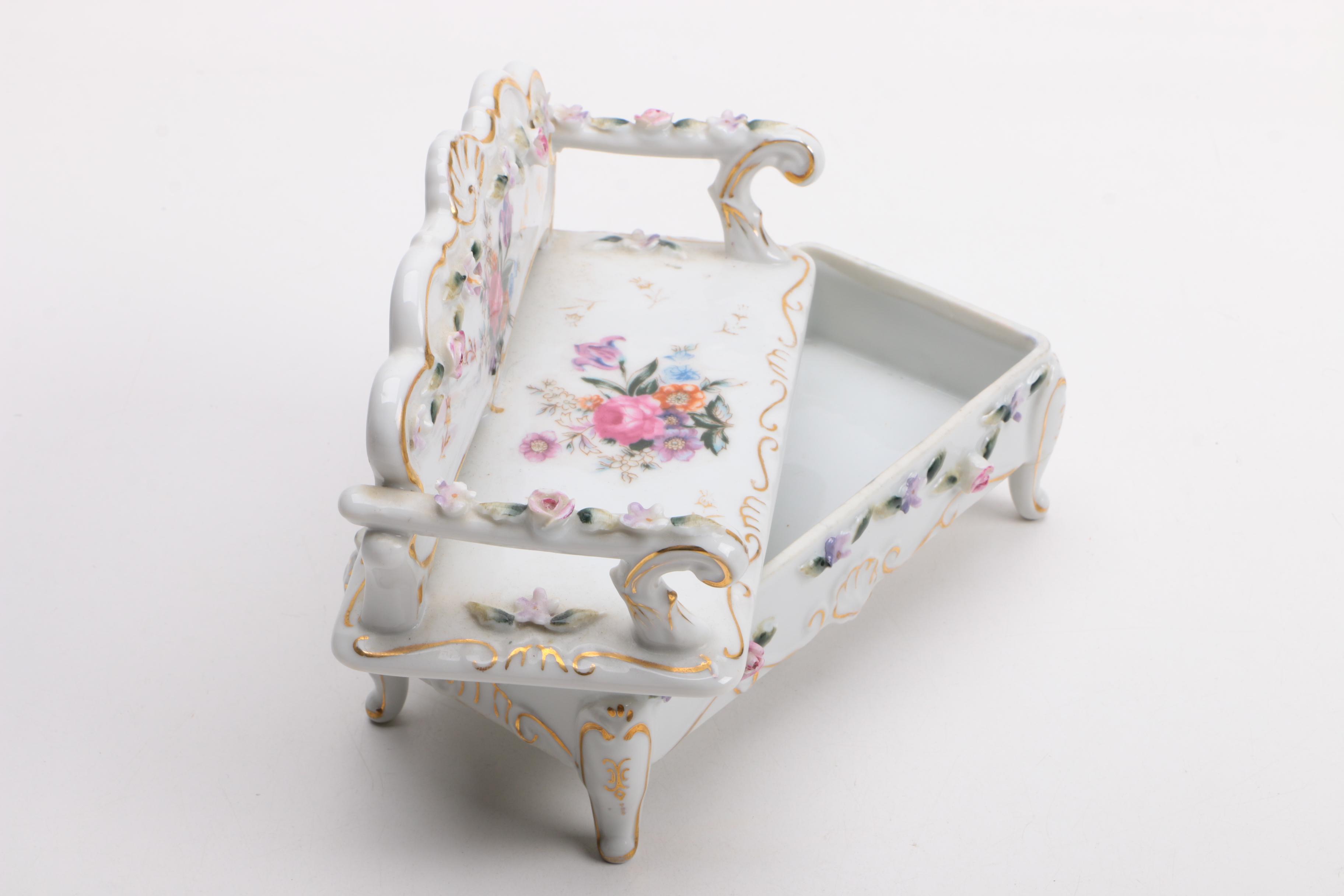 Porcelain Vase, Box and Vanity Set