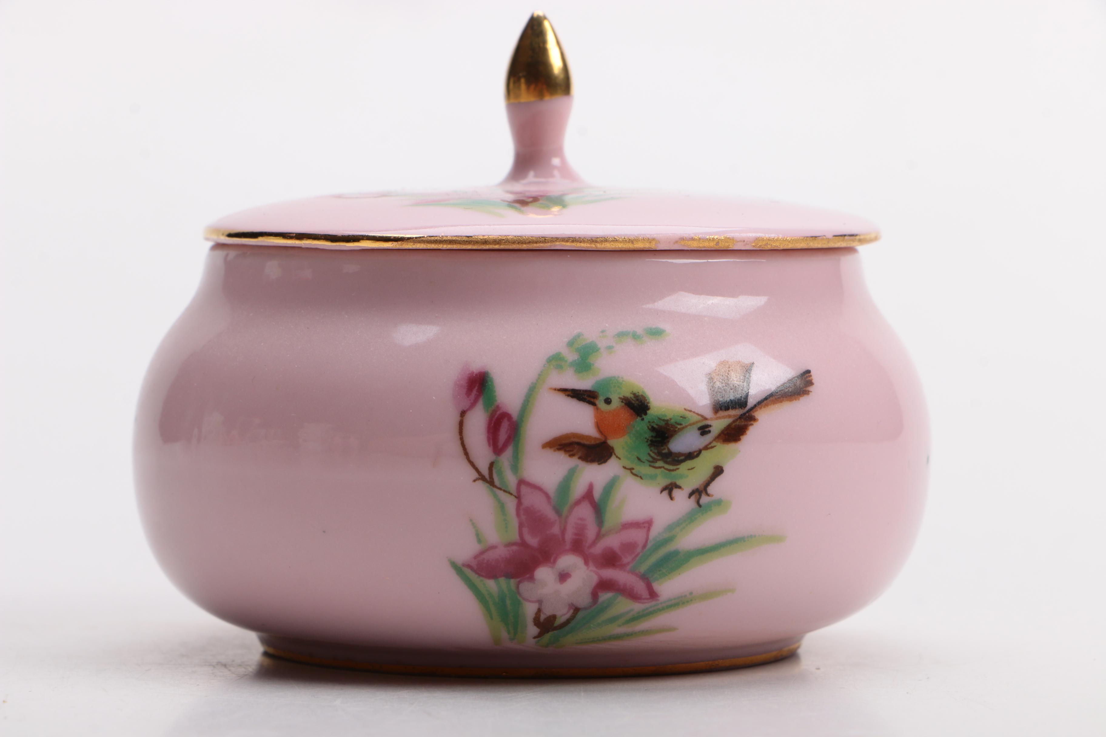 Porcelain Vase, Box and Vanity Set