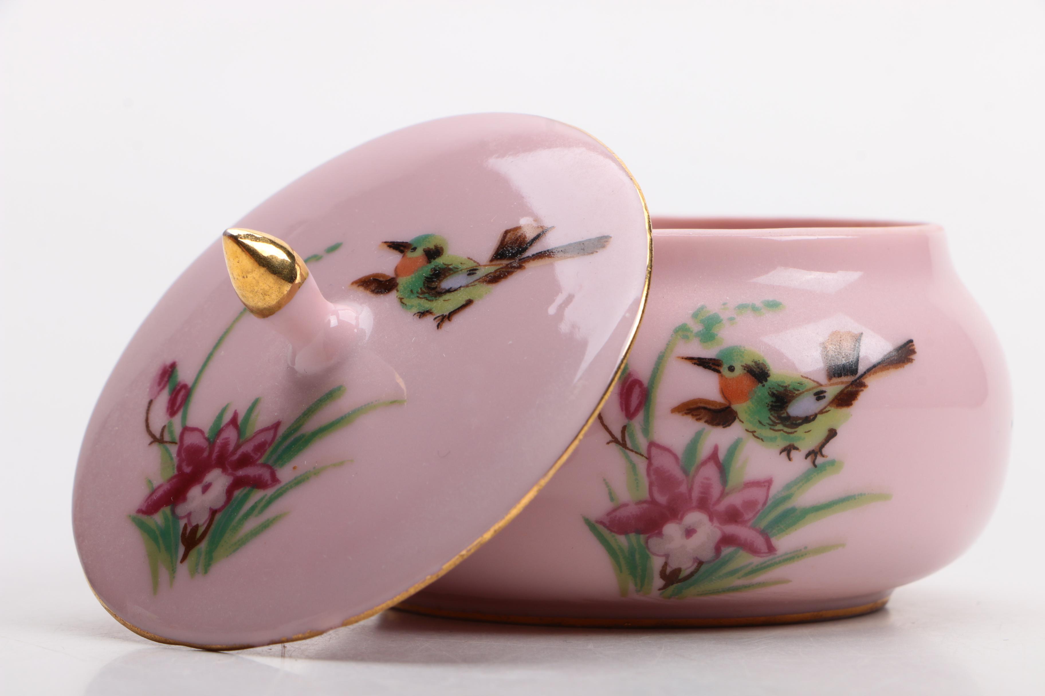 Porcelain Vase, Box and Vanity Set