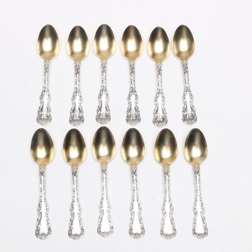 Whiting Manufacturing Co. "Louis XV" Sterling and Gold-Washed Teaspoons
