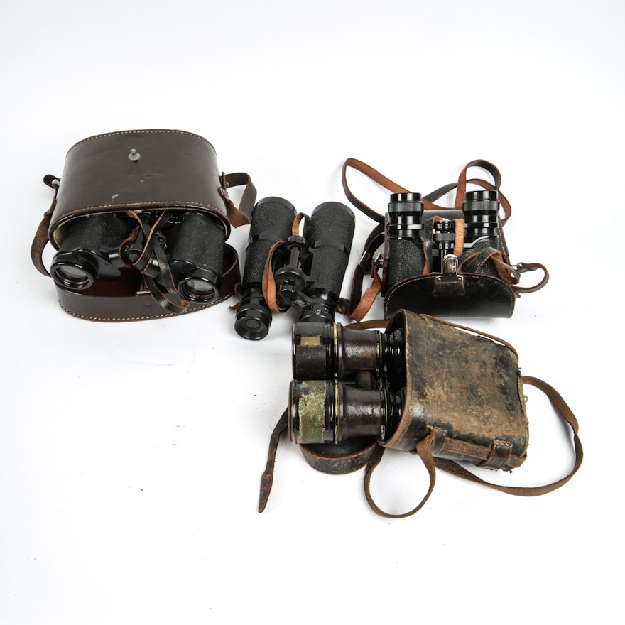 Vintage Binoculars Including WWII-Era