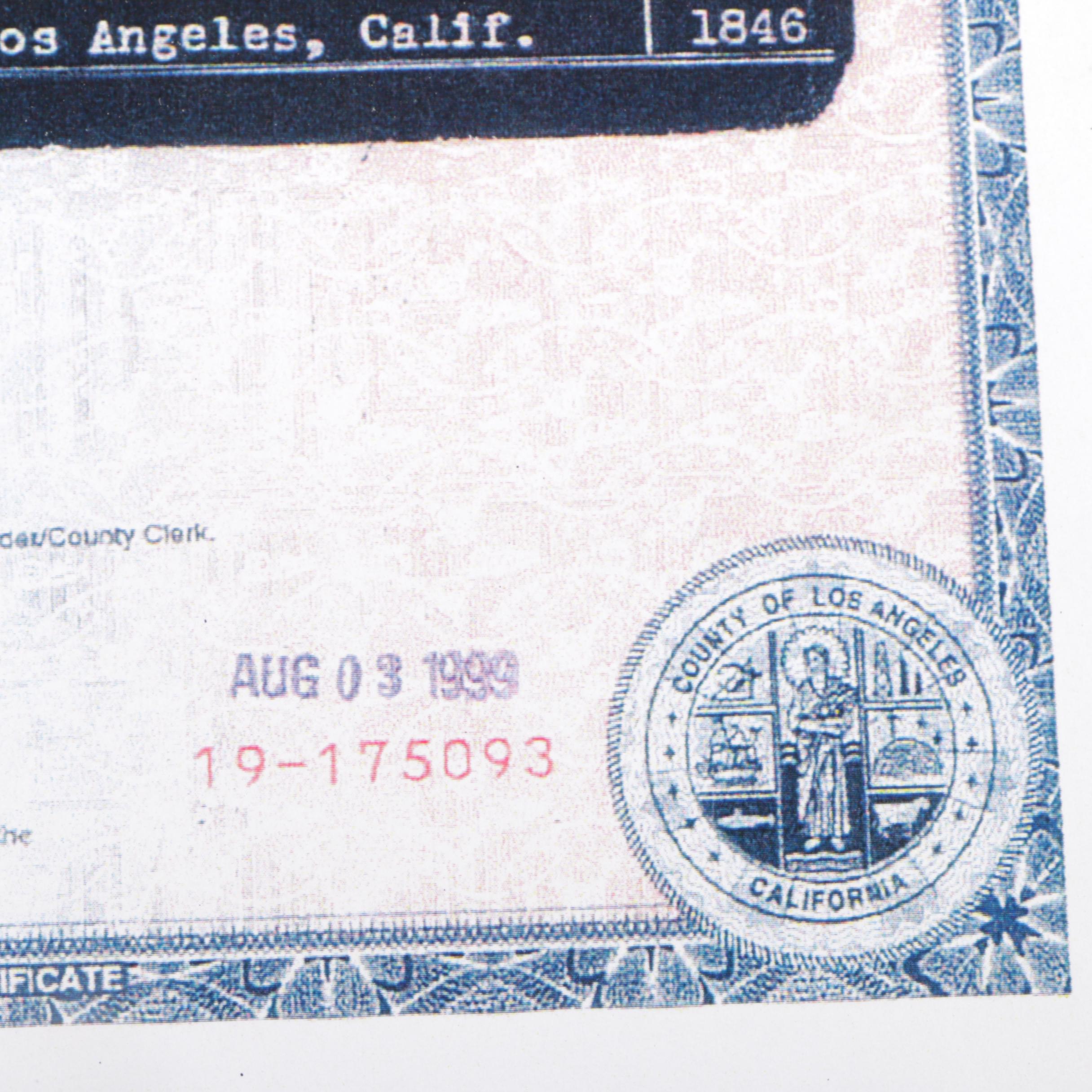 Copy of Wyatt Earp Death Certificate