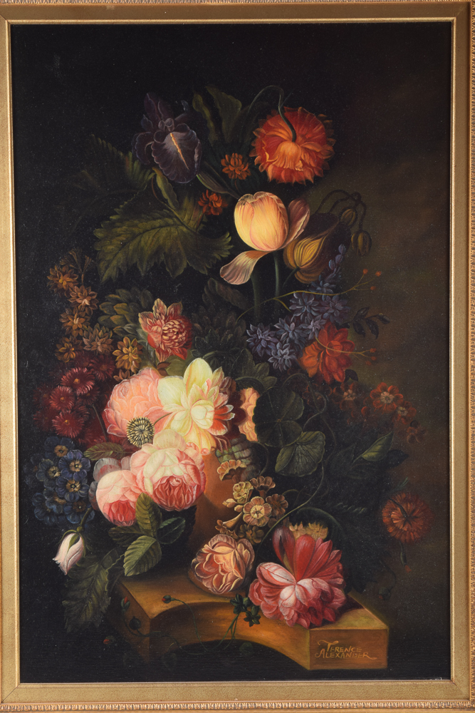 Terence Alexander Oil Painting of a Floral Still Life