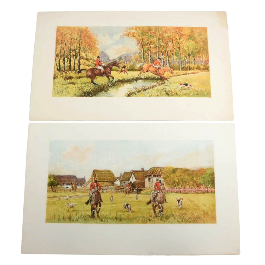 Pair of Signed Mezzotints After Louis D'Ap Hunting Scene