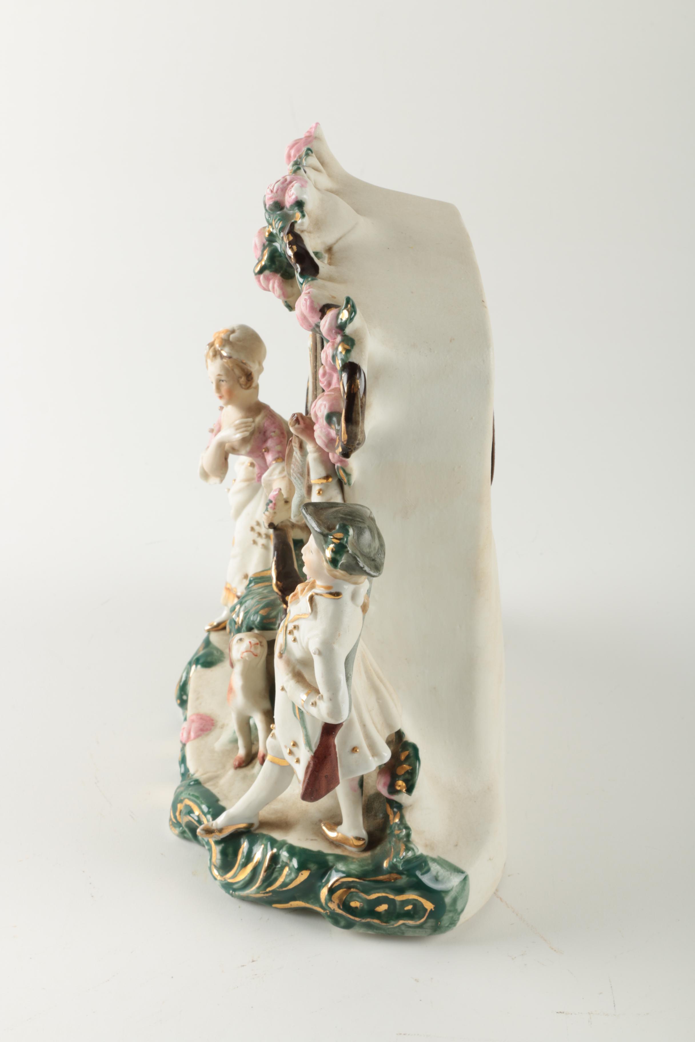 German Porcelain Mantel Clock