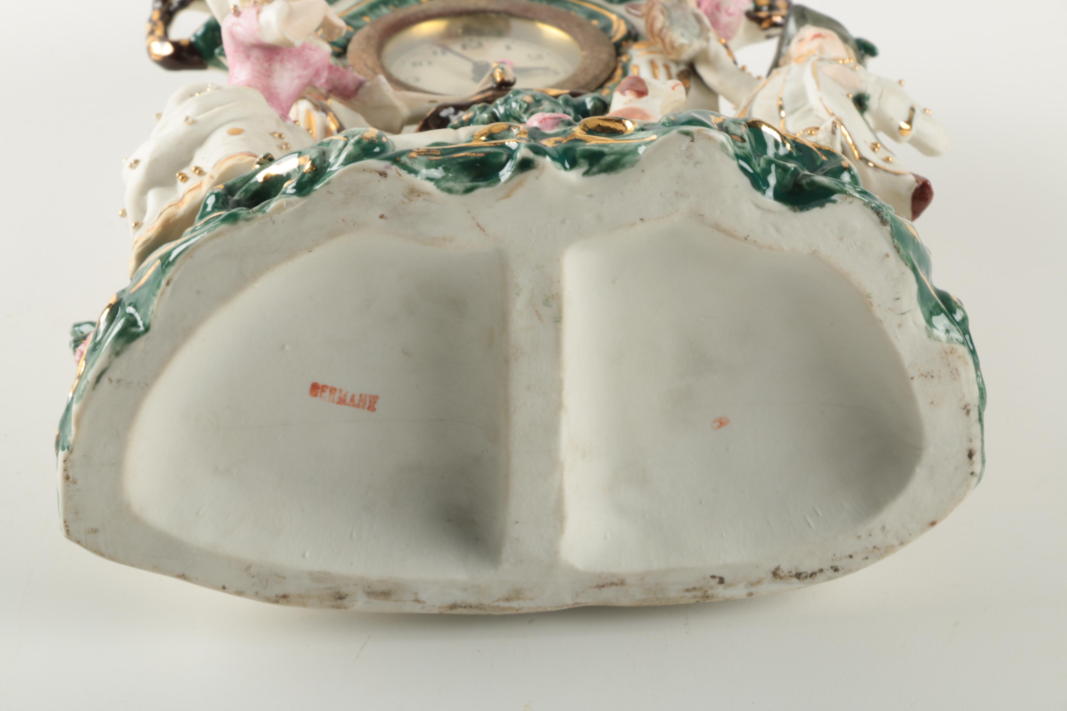 German Porcelain Mantel Clock