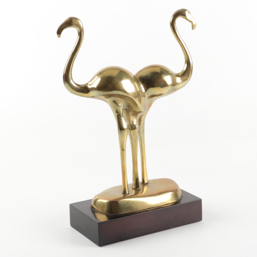 Brass Flamingo Statuette
