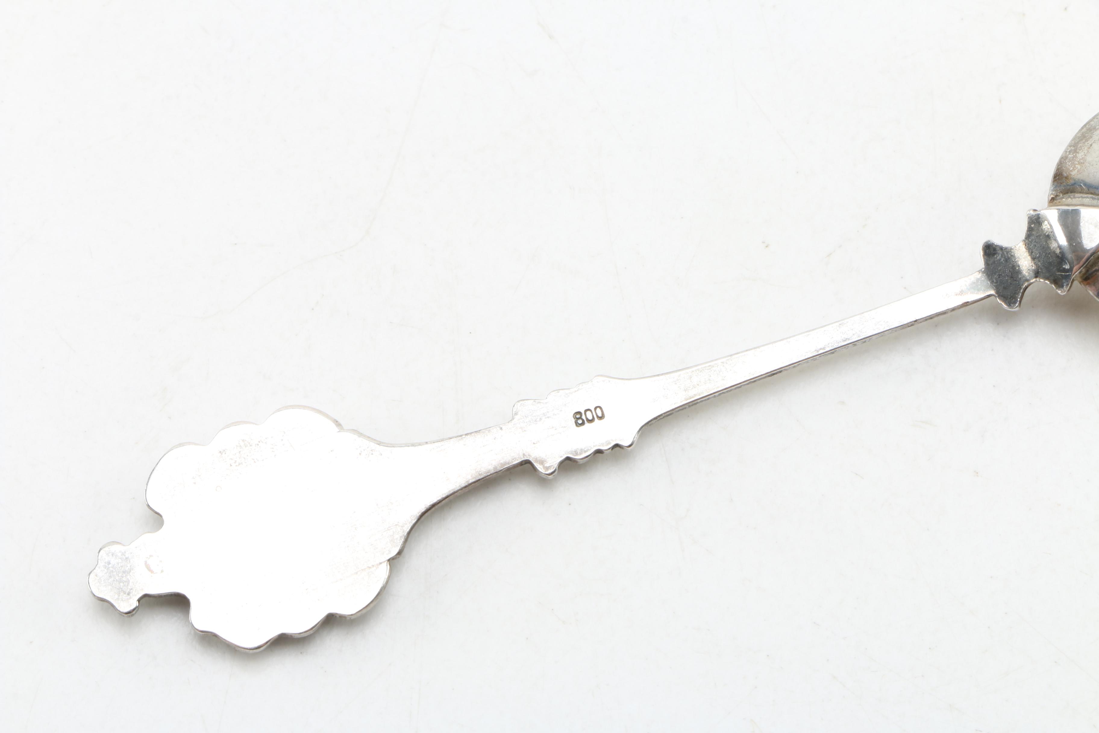 Collection of German 800 and 835 Silver Souvenir Spoons