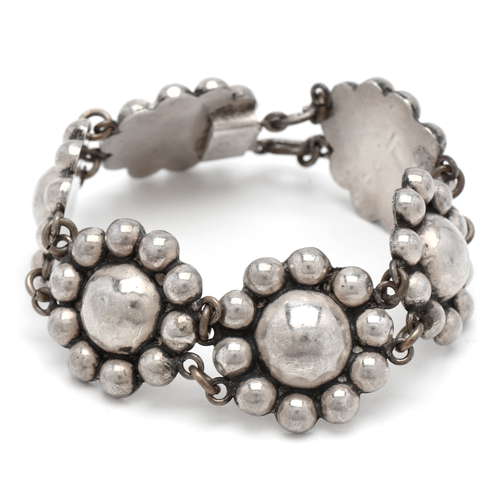 Vintage Mexican 925 Sterling Silver Flower Bracelets